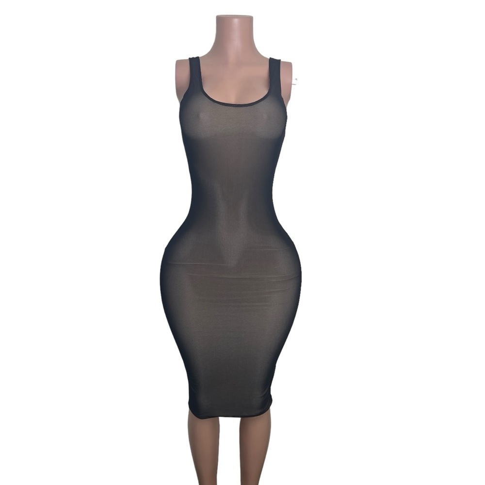 Sleek Black Tank Bodycon Dress - Classic Women's Dress